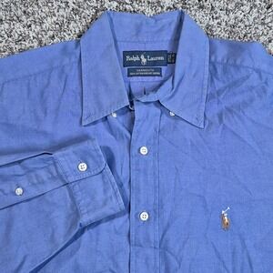 Ralph Lauren Button Down Shirt Mens  16 1/2 34 Blue Long Sleeve Academia Vintage
